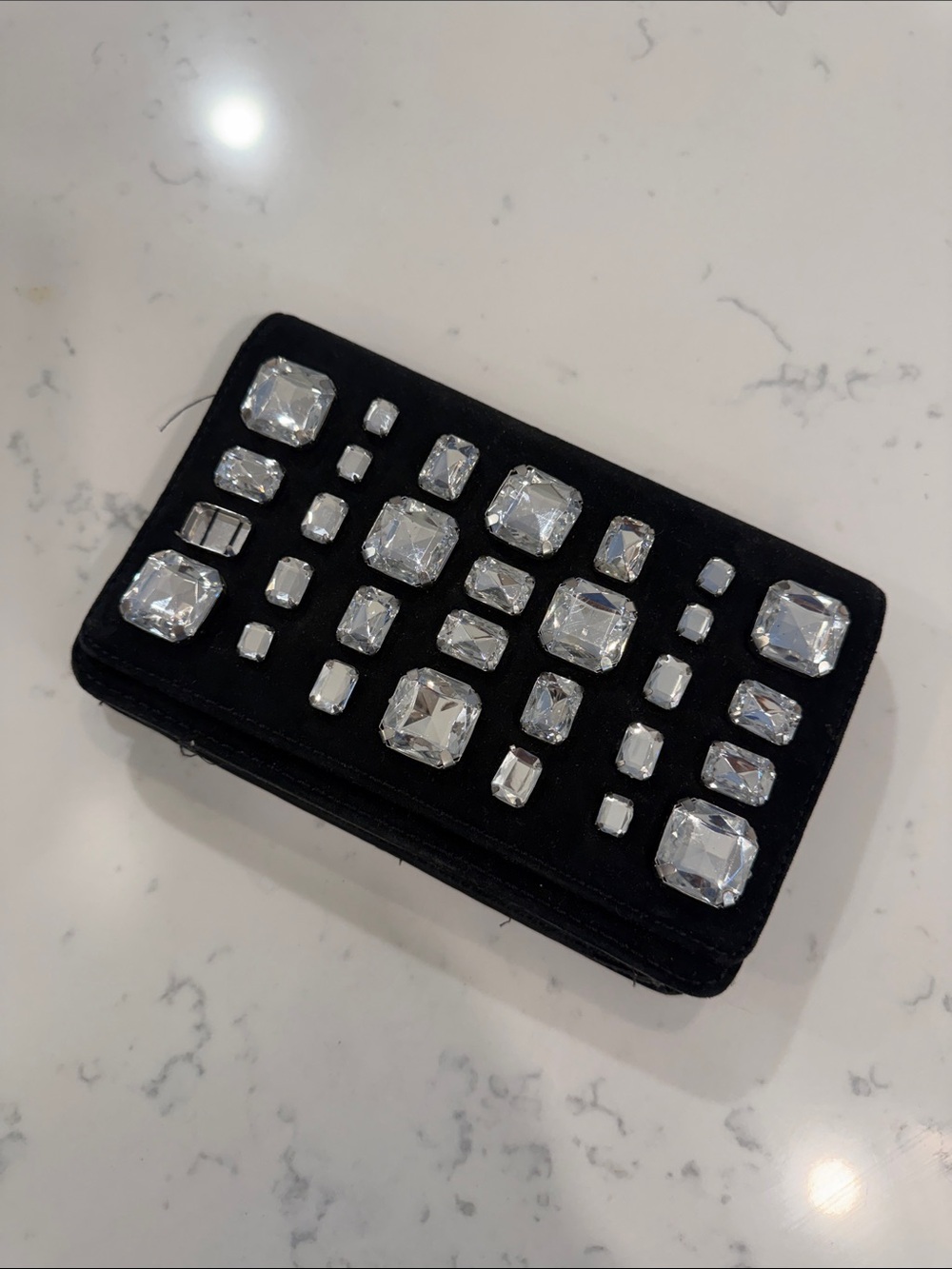 Aldo Black Jeweled Velvet Card Holder